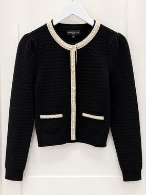 Generation Love Black Cardigan with Pearl-Beaded Trim new never worn size XS